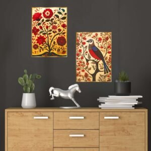 Set of Two Wall Paintings for Wall Dacoration Golden Framed Wall Paintings for Living Room & Bedroom Wall Art for Home Decoration & Office Wall Décor (14x11 inch CH-GD2-13)